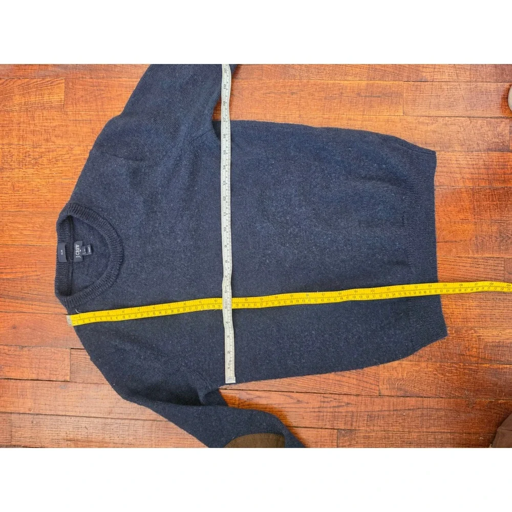 J.Crew Wool Elbow Patches Preppy Old Money British Navy Blue Slim Sweater S-M